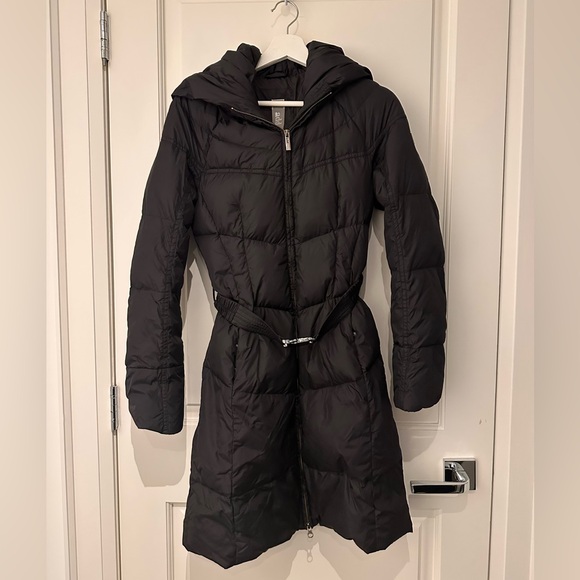 Black Add Down Shawl Collar Down Coat - Picture 5 of 5